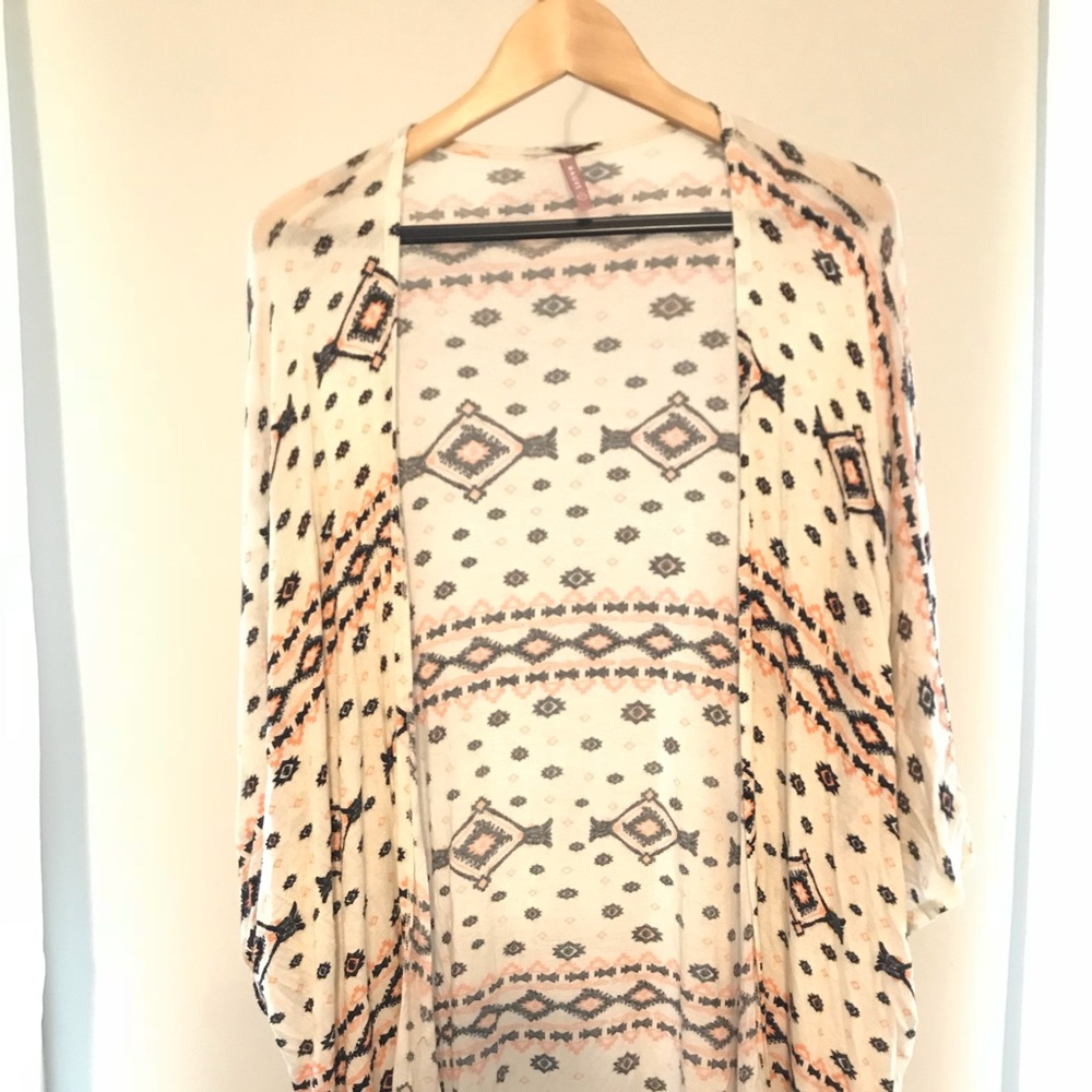 Aztec printed fringe top